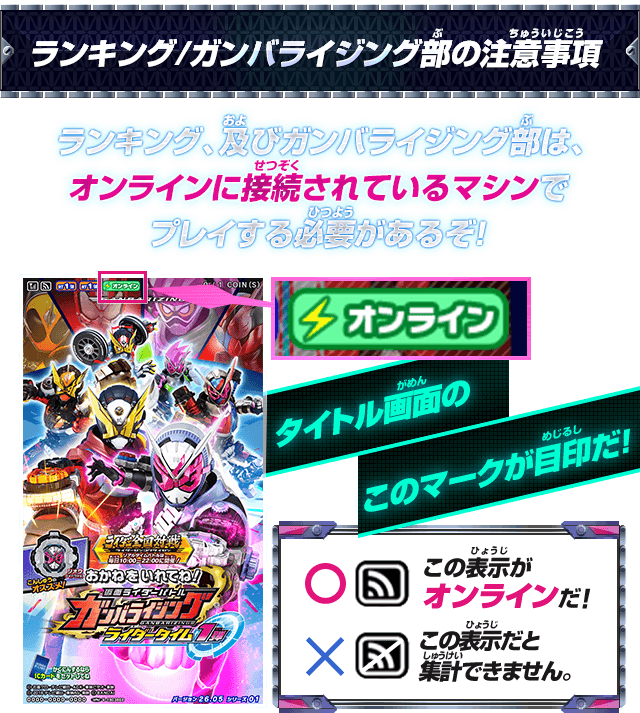 ランキング/ガンバライジング部の注意事項