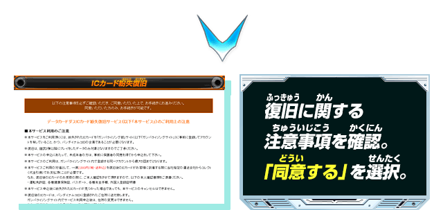 復旧に関する注意事項を確認。「同意する」を選択。